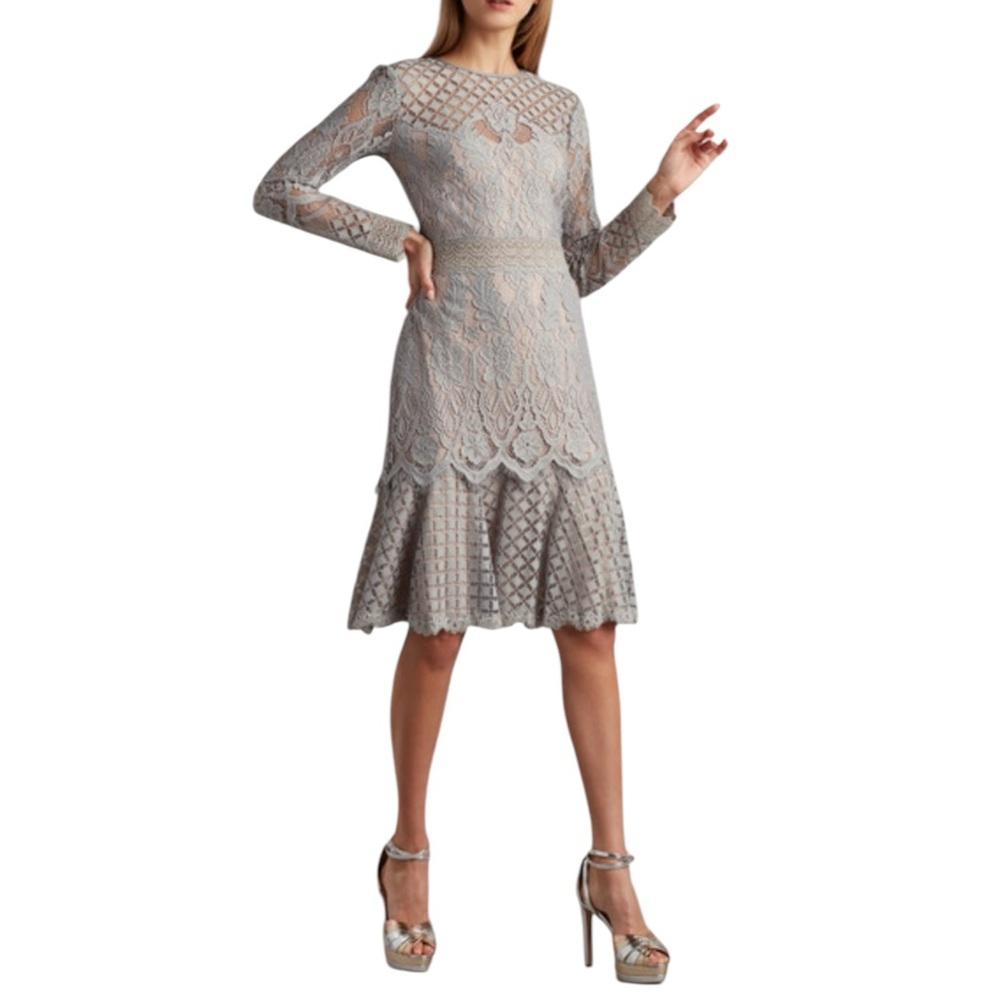 Elegant Lace Gray Dress